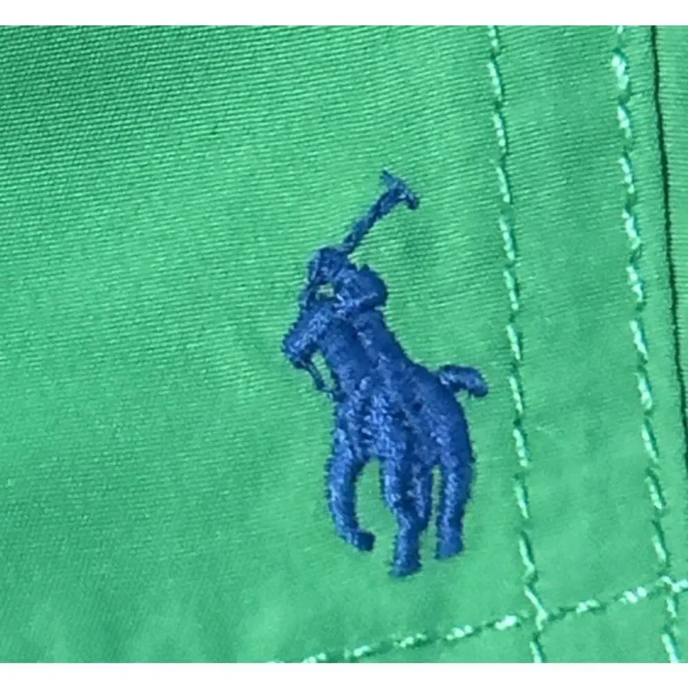 Infant Boys RALPH LAUREN Green W/ Blue Pony Swim Trunks Size 12M *B5